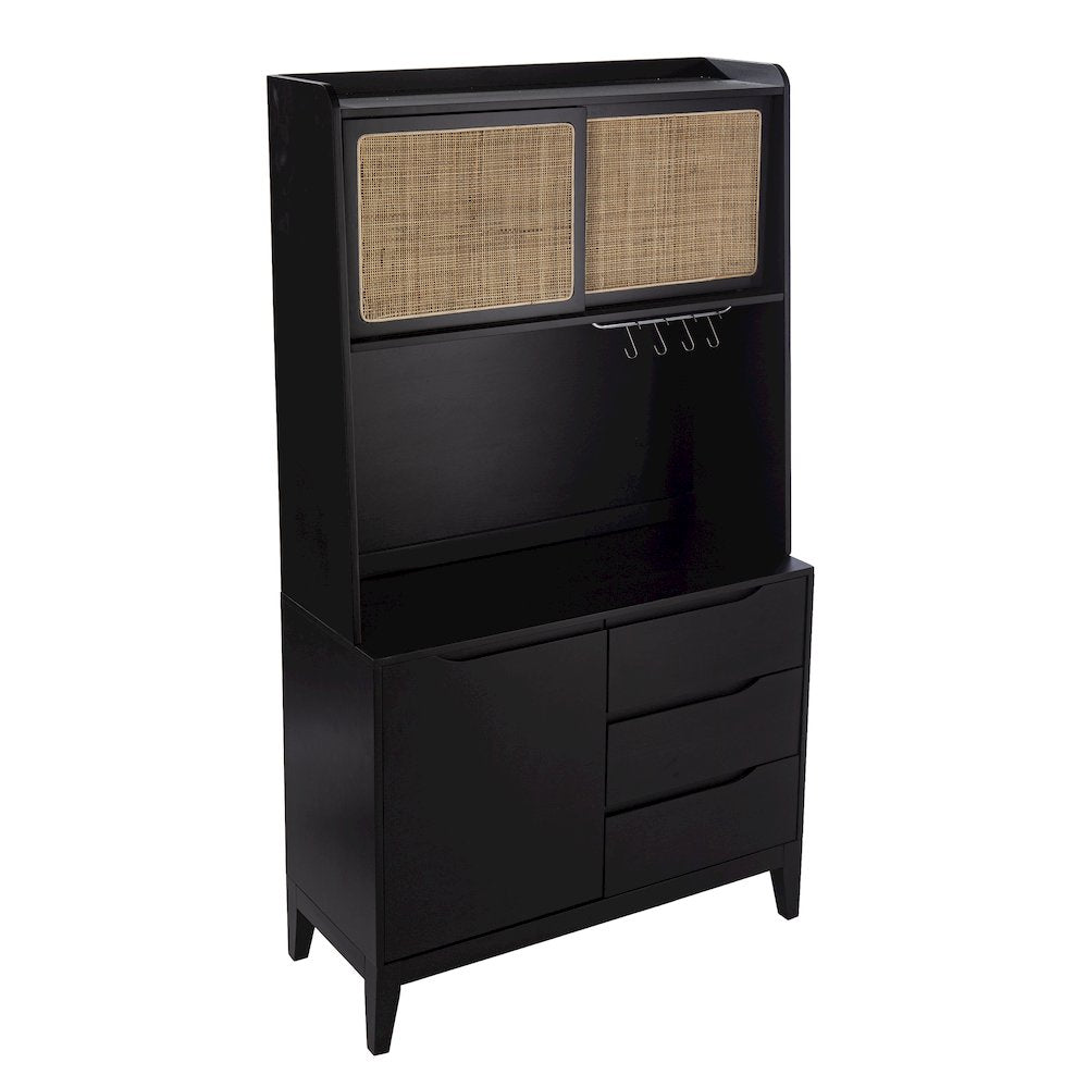 Carondale Tall Buffet Cabinet Storage in Black Color