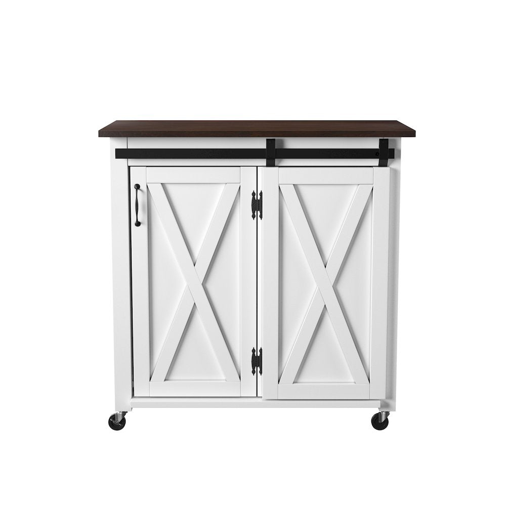 Leshire Barn-Door Kitchen Cart