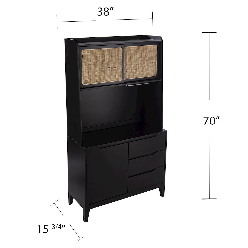 Carondale Tall Buffet Cabinet Storage in Black Color