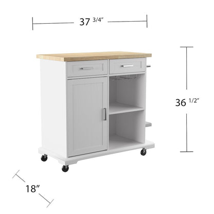 Warkin Rolling Kitchen Island Storage in White Color