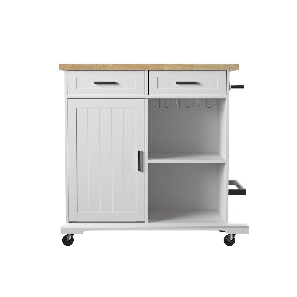 Warkin Rolling Kitchen Island Storage in White Color