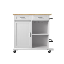 Warkin Rolling Kitchen Island Storage in White Color