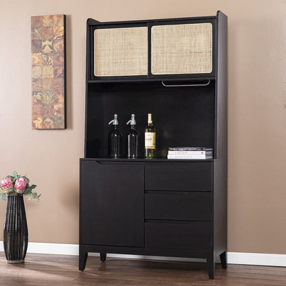 Carondale Tall Buffet Cabinet Storage in Black Color