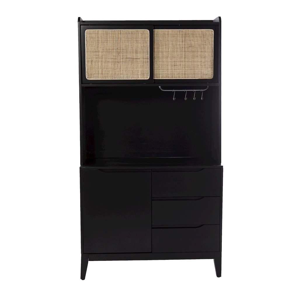 Carondale Tall Buffet Cabinet Storage in Black Color