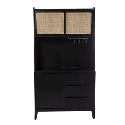 Carondale Tall Buffet Cabinet Storage in Black Color