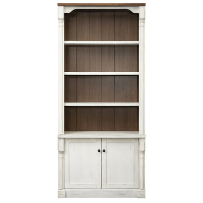 Durham Rustic 8' Wood Bookcase With Doors, White