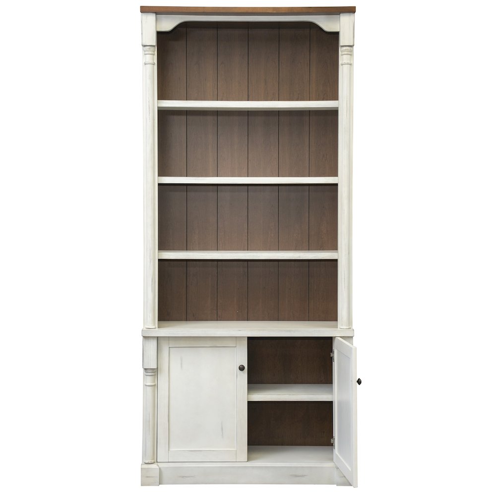 Durham Rustic 8' Wood Bookcase With Doors, White