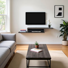 Floating TV Skyline Walnut Stand Wall Mounted Console, 60-Inch Wood Shelf