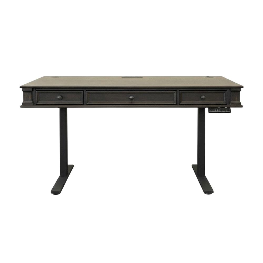 Wood Electronic Sit/Stand Desk with 3 Drawers, Adjustable Height, Dark Brown