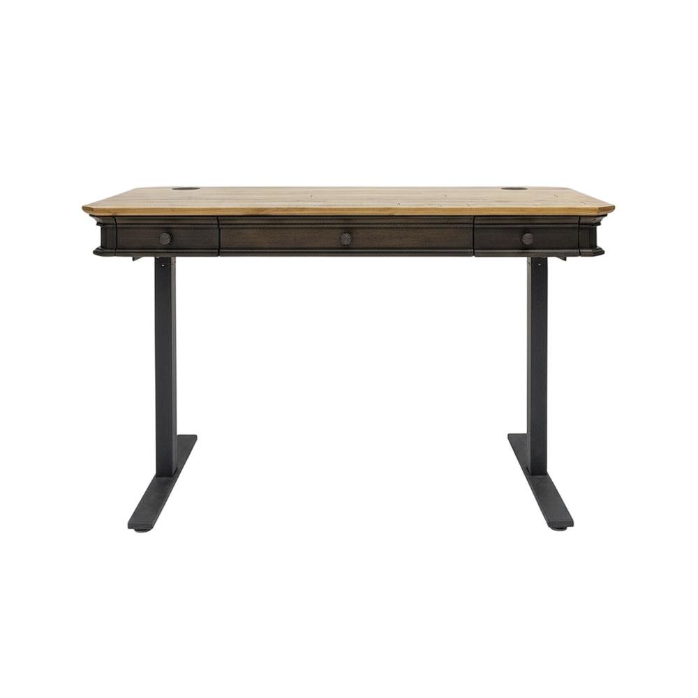 Executive Electric Sit/Stand Desk, Solid Plank Top, 4 Programable Heights, Brown