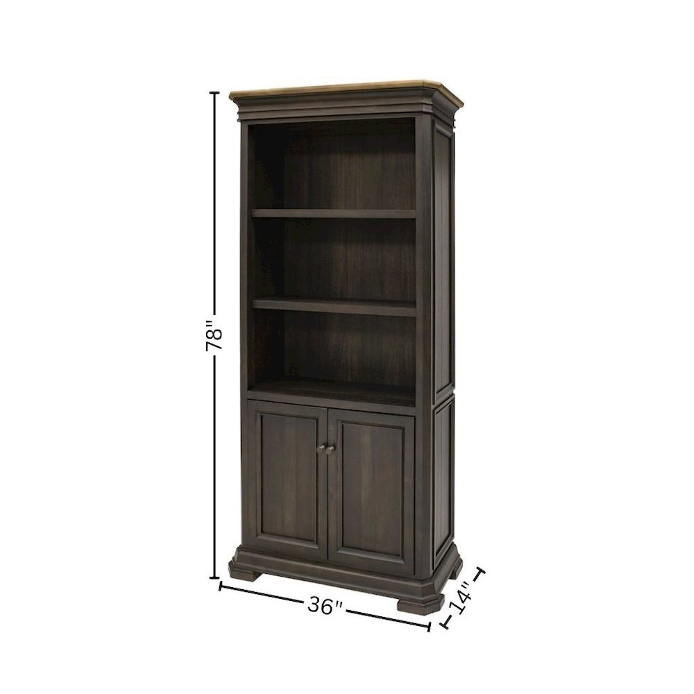 Executive Bookcase, Doors, Adjustable Shelves, Brown