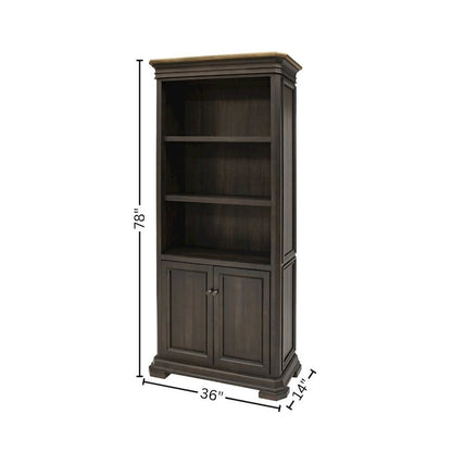 Executive Bookcase, Doors, Adjustable Shelves, Brown