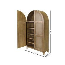 Coastal Arch Bar Cabinet, Fully Assembled, 2 Doors, Wine Storage, Brown