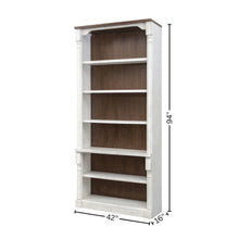 Rustic Wood Bookcase, 8' Tall, Four Adjustable Shelves, Weathered White