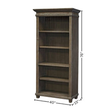 Wood Open Bookcase, 3 Adjustable Shelves, Fixed Shelf, Gray Finish
