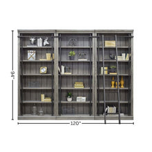 8-Foot Tall Bookcase Wall & Ladder, 5 Adjustable Shelves, Gray