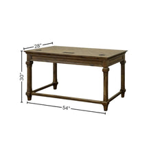 Traditional Wood Writing Desk, 3 Drawers, Power Center, Brown