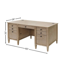 Wood Double Pedestal Desk, 7 Drawers, 2 Locking Files, Brown