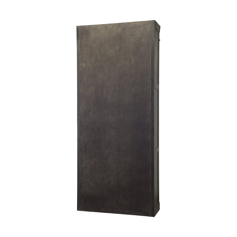 8-Foot Tall Wood Bookcase with 4 Adjustable Shelves, Steel Frame, Black