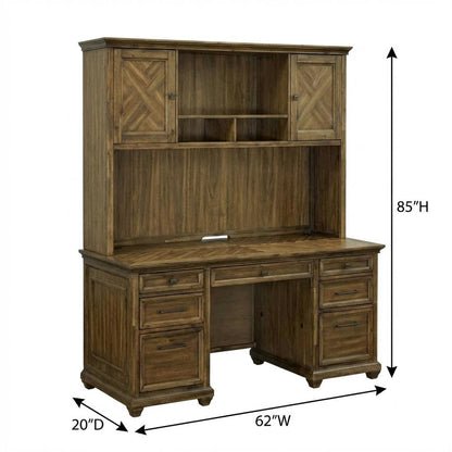 Wood Hutch with Doors, Fully Assembled Brown Storage Cabinet for Home