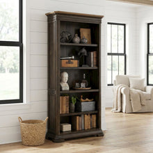 Executive Open Bookcase, 3 Adjustable Shelves, Fixed Shelf, Brown