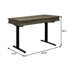 Wood Electronic Standing Desk with Power Center and 3 Drawers, Gray
