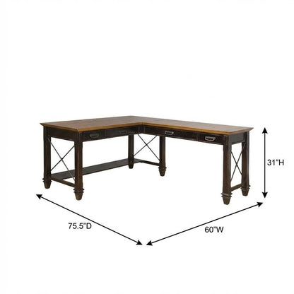 L-Shaped Wood Office Desk With Return, Modern Workspace Solution