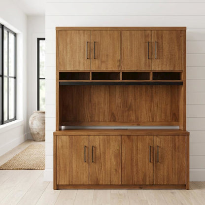Wood Hutch with Doors, Fully Assembled for Dining or Kitchen Storage