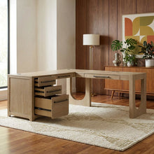 Brown L-Shaped Modern Desk – Corner Office Desk for Home or Work Use