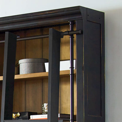 Toulouse Three 8' Tall Bookcase Wall With Ladder, Storage