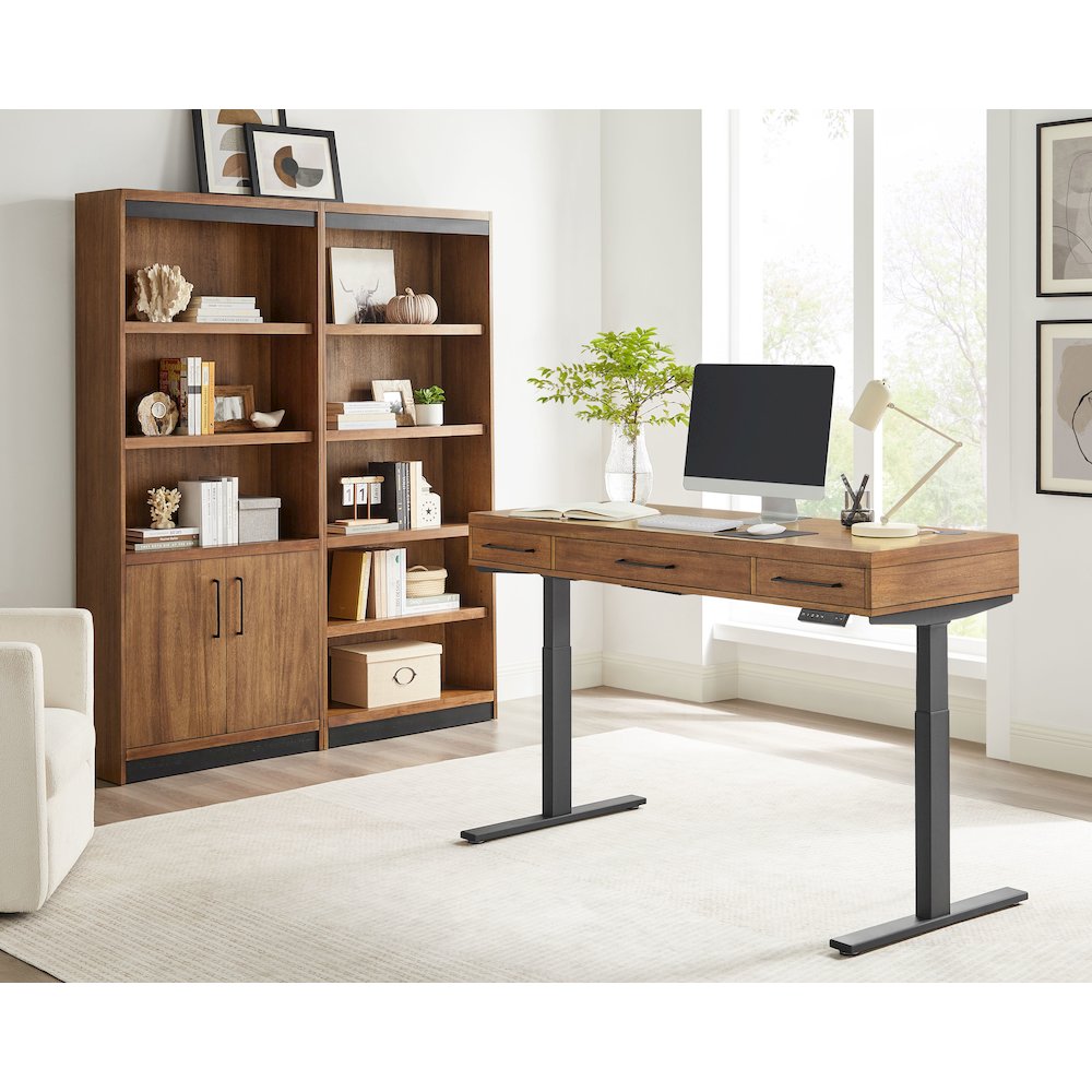 Avery Modern Electric Sit/Stand Desk, Rich Medium Brown