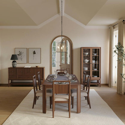 Mid-Century Modern Wood Kitchen Dining Table, Brown