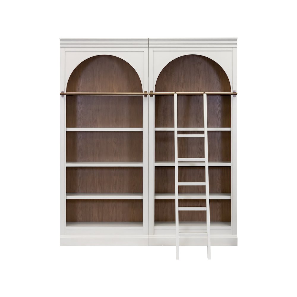 Contemporary 94" Tall Two Piece Arched Wood Bookcase Wall, Office Shelving