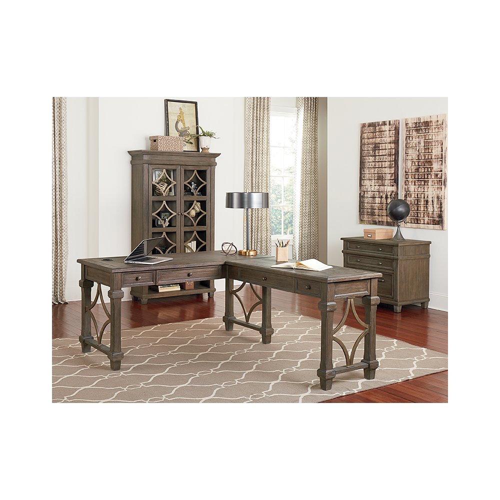 Carson Wood Open L-Desk & Return, Gray
