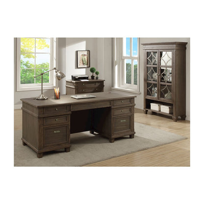 Carson Wood Double Pedestal Executive Desk, Gray