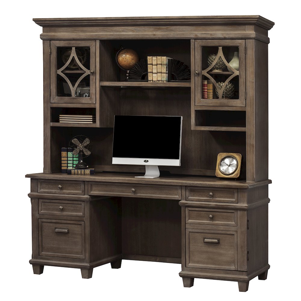 Carson Wood Hutch With Wood Doors, Gray