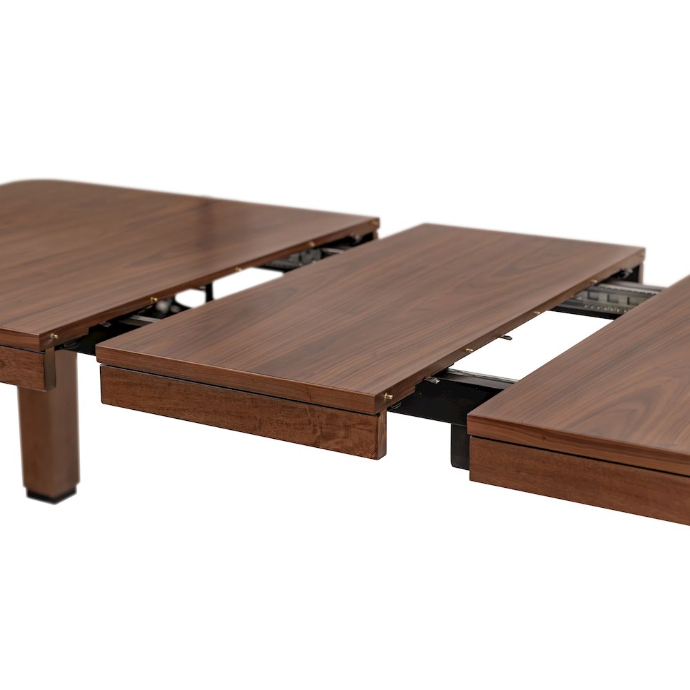 Mid-Century Modern Wood Kitchen Dining Table with Six Chairs, Brown