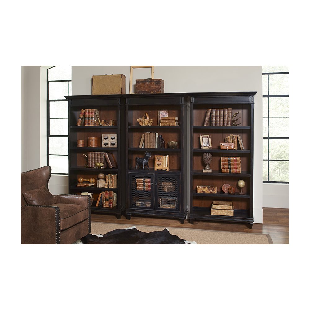 Hartford Wood Bookcase With Doors, Black
