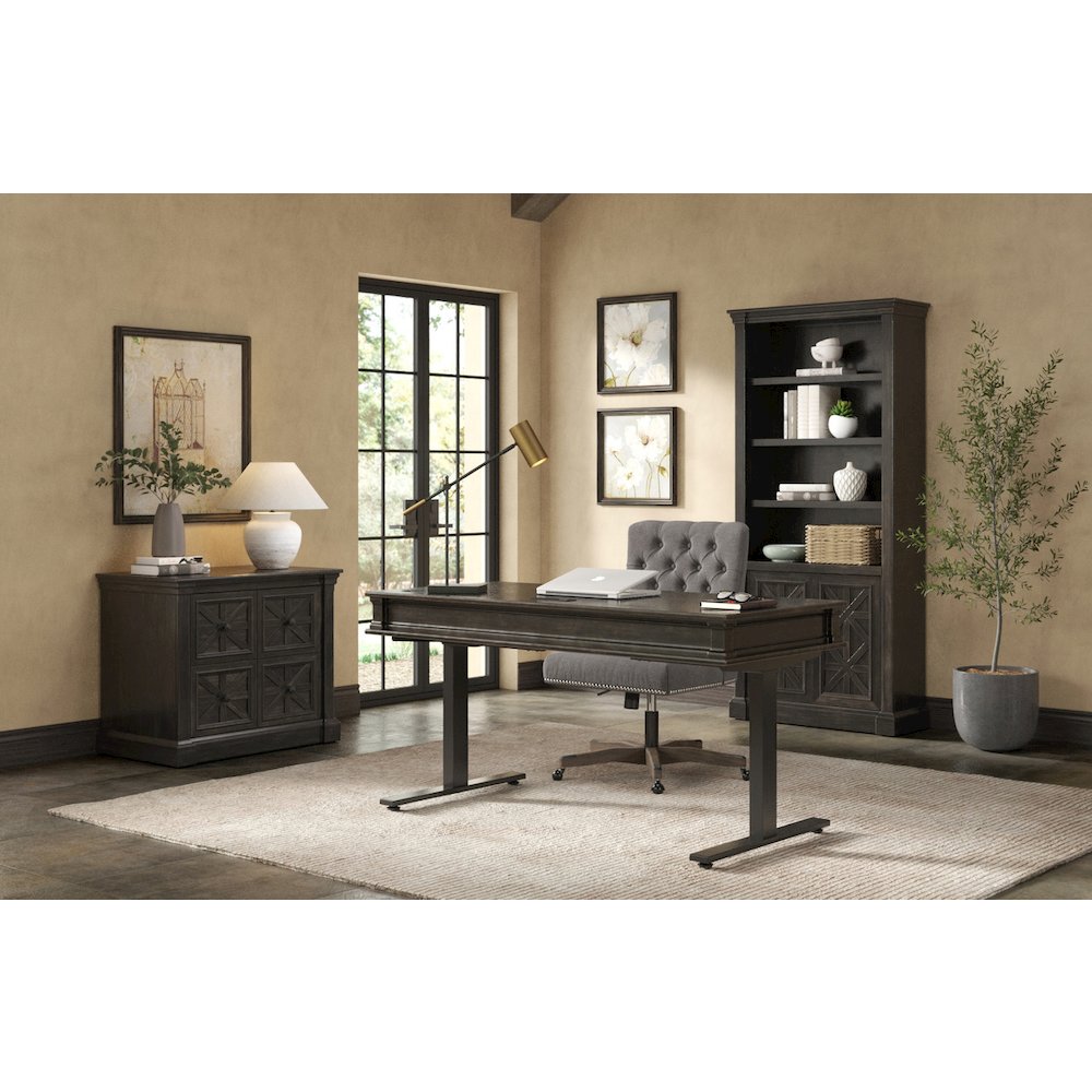 Kingston Wood Electronic Sit/Stand Desk, Dark Brown
