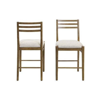 Lachlan Modern Wood Square Counter Height Kitchen Table with Four Chairs, Brown