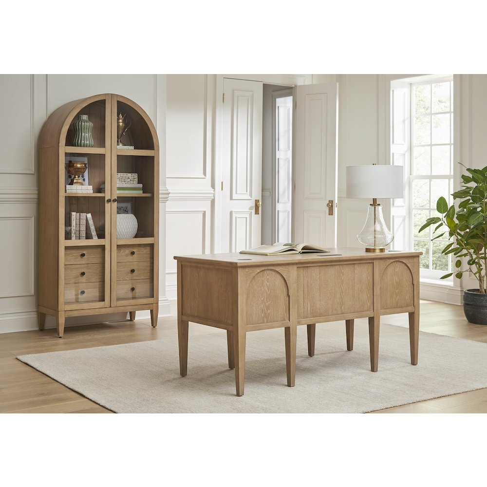 Laurel Wood Half Pedestal Desk, Wood Office Desk