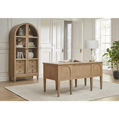 Laurel Wood Half Pedestal Desk, Wood Office Desk