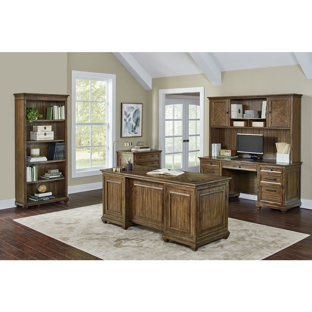 Porter Wood Hutch With Doors, Fully Assembled, Brown