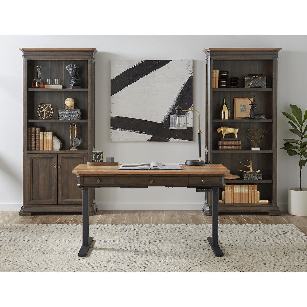 Sonoma Executive Electric Sit/Stand Desk With Solid Plank Top, Brown