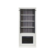 Toulouse Three 8' Tall Bookcase Wall With Fireplace and Ladder, Storage