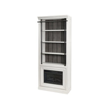 Toulouse Three 8' Tall Bookcase Wall With Fireplace and Ladder, Storage