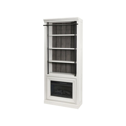 Toulouse Three 8' Tall Bookcase Wall With Fireplace and Ladder, Storage