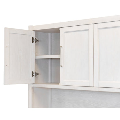 Modern Wood Hutch With Doors, Storage Cabinet, Fully Assembled, White