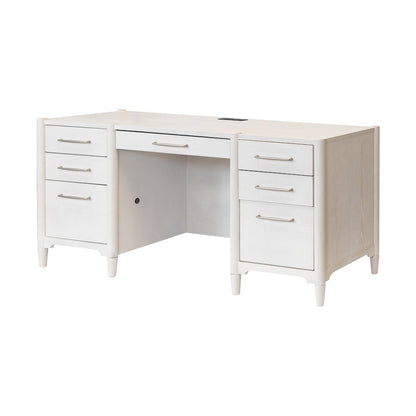 Modern Wood Desk, Office Storage, Writing Table, Fully Assembled, White