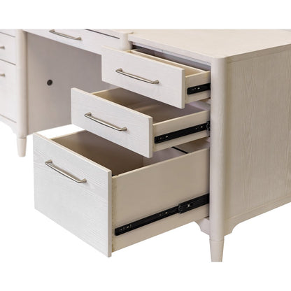 Modern Wood Desk, Office Storage, Writing Table, Fully Assembled, White